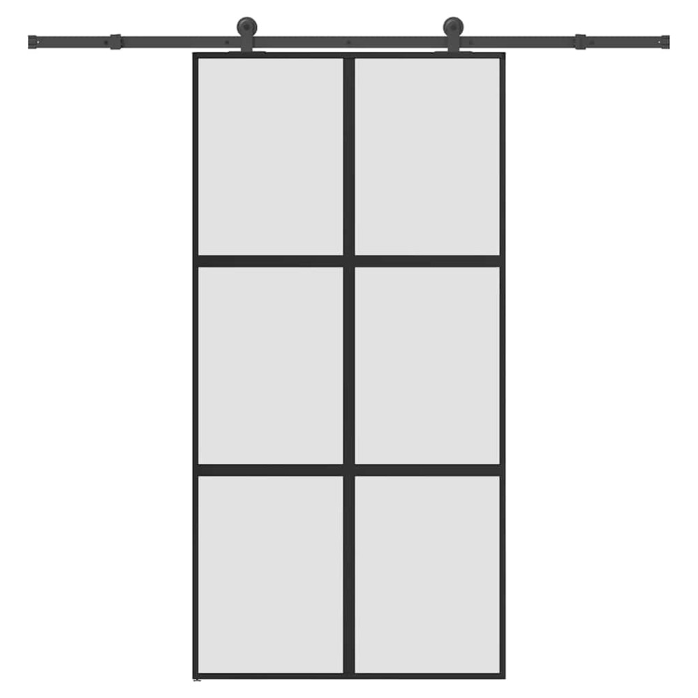 Produktbild för Skjutdörr med hårdvara 102,5x205 cm härdat glas och aluminium