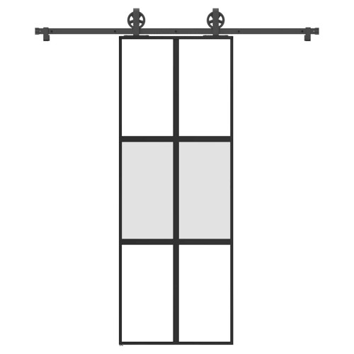 vidaXL Skjutdörr med beslagset härdat glas och aluminium 76x205 cm