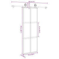 Produktbild för Skjutdörr med beslagset härdat glas och aluminium 76x205 cm