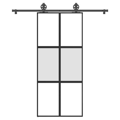 vidaXL Skjutdörr med beslagset härdat glas och aluminium 90x205 cm