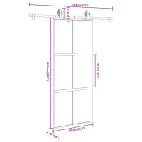 Produktbild för Skjutdörr med beslagset härdat glas och aluminium 90x205 cm