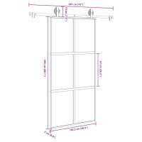 Produktbild för Skjutdörr med hårdvara 102,5x205 cm härdat glas och aluminium