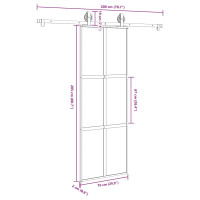 Produktbild för Skjutdörr med beslagset härdat glas och aluminium 76x205 cm