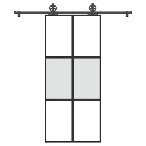 vidaXL Skjutdörr med beslagset härdat glas och aluminium 90x205 cm