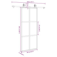 Produktbild för Skjutdörr med beslagset härdat glas och aluminium 90x205 cm