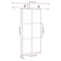 Produktbild för Skjutdörr med hårdvara 102,5x205 cm härdat glas och aluminium