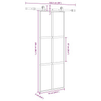 Produktbild för Skjutdörr med beslagset härdat glas och aluminium 76x205 cm