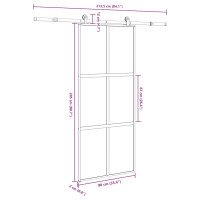 Produktbild för Skjutdörr med beslagset härdat glas och aluminium 90x205 cm