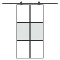 Produktbild för Skjutdörr med hårdvara 102,5x205 cm härdat glas och aluminium