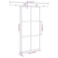 Produktbild för Skjutdörr med hårdvara 102,5x205 cm härdat glas och aluminium