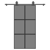 Produktbild för Skjutdörr med hårdvara 102,5x205 cm härdat glas och aluminium