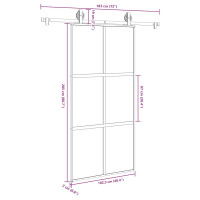 Produktbild för Skjutdörr med hårdvara 102,5x205 cm härdat glas och aluminium