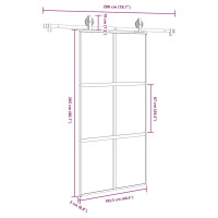 Produktbild för Skjutdörr med hårdvara 102,5x205 cm härdat glas och aluminium