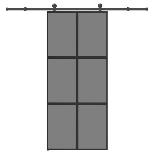 vidaXL Skjutdörr med beslagset härdat glas och aluminium 90x205 cm