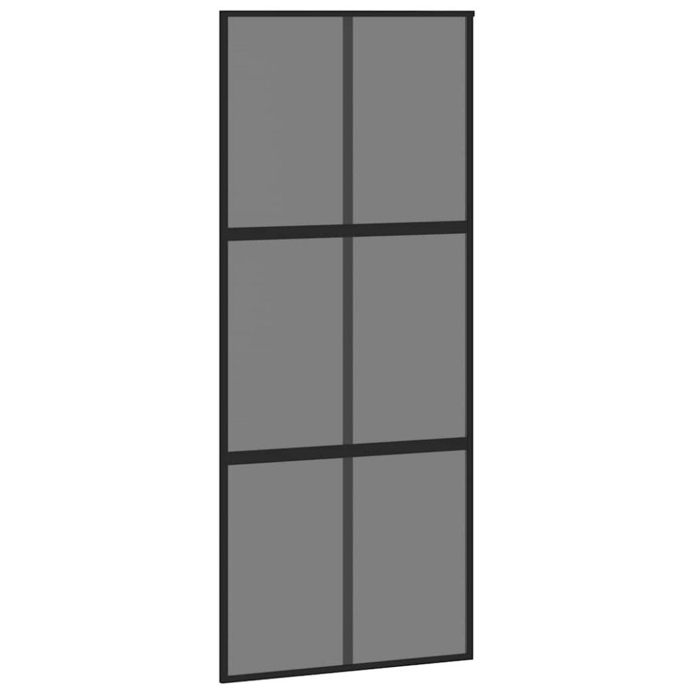 Produktbild för Skjutdörr med beslagset härdat glas och aluminium 90x205 cm