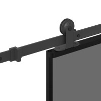 Produktbild för Skjutdörr med beslagset härdat glas och aluminium 90x205 cm