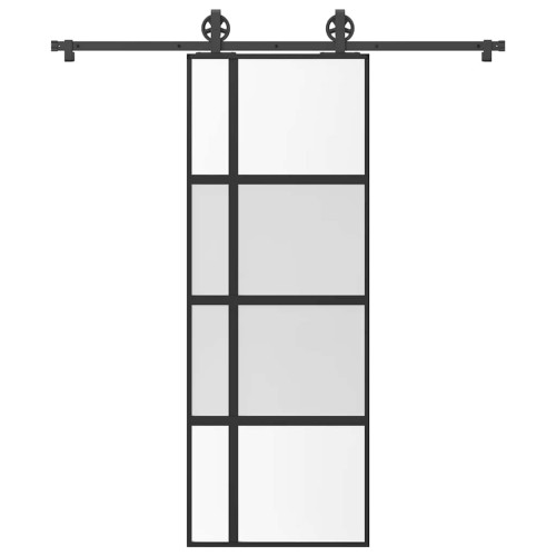 vidaXL Skjutdörr med beslagset härdat glas och aluminium 76x205 cm