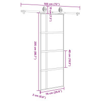 Produktbild för Skjutdörr med beslagset härdat glas och aluminium 76x205 cm