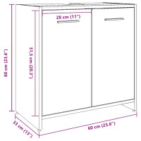 Produktbild för Tvättställsskåp betonggrå 60x33x60 cm konstruerat trä