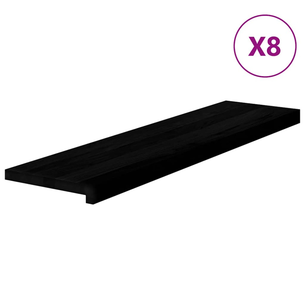 Produktbild för Trappstegsmattor 8 pcs brunsvart 100x30x2 cm massiv ek