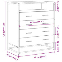 Produktbild för Byrå svart 70x41x70 cm konstruerat trä