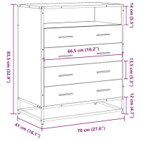 Produktbild för Lådskåp rökfärgad ek 70x41x70 cm konstruerat trä