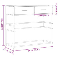 Produktbild för Avlastningsbord rökfärgad ek 90x35x80 cm konstruerat trä