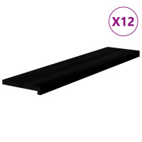 Produktbild för Trappstegsmattor 12 pcs brunsvart 110x25x2 cm massiv ek