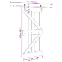 Produktbild för Skjutdörr med beslag 80x210 cm massiv furu