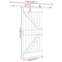 Produktbild för Skjutdörr med beslag 80x210 cm massiv furu