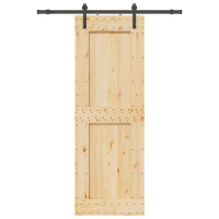 Produktbild för Skjutdörr med beslag 80x210 cm massiv furu