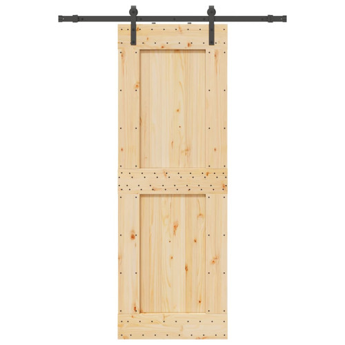 vidaXL Skjutdörr med beslag 80x210 cm massiv furu