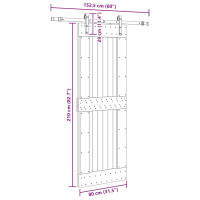 Produktbild för Skjutdörr med beslag 80x210 cm massiv furu