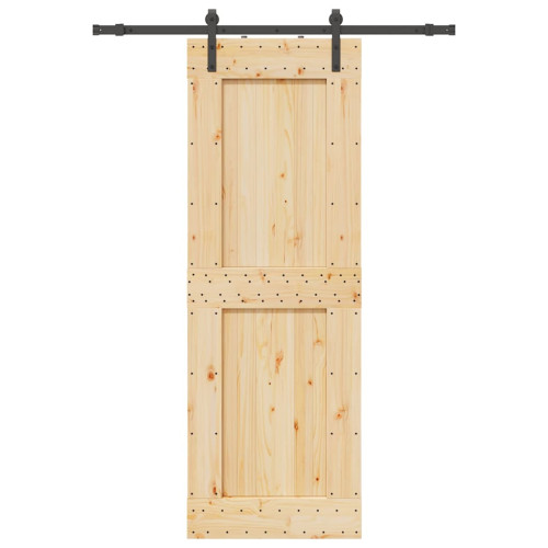 vidaXL Skjutdörr med beslag 85x210 cm massiv furu