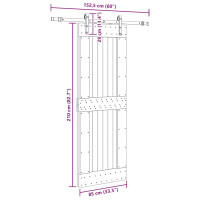 Produktbild för Skjutdörr med beslag 85x210 cm massiv furu