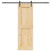 Produktbild för Skjutdörr med beslag 70x210 cm massiv furu