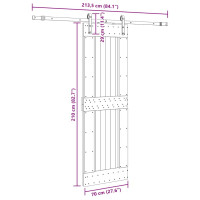 Produktbild för Skjutdörr med beslag 70x210 cm massiv furu