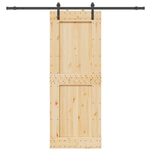 vidaXL Skjutdörr med beslag 85x210 cm massiv furu