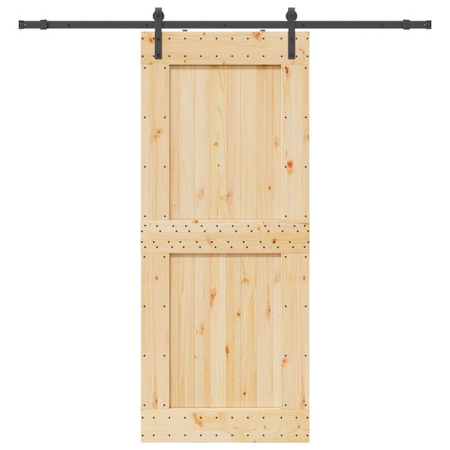 vidaXL Skjutdörr med beslag 95x210 cm massiv furu