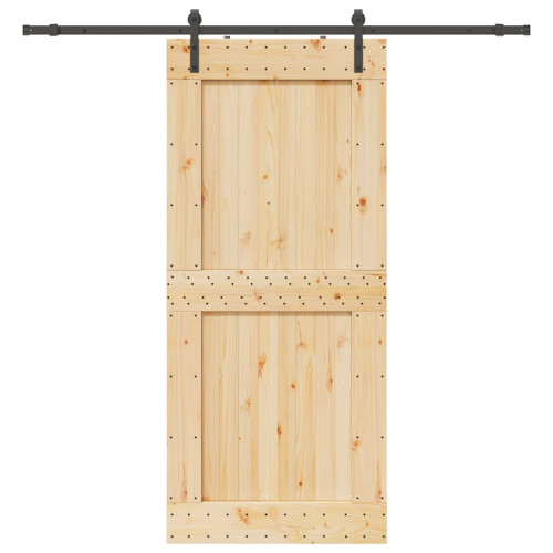 vidaXL Skjutdörr med beslag 100x210 cm massiv furu