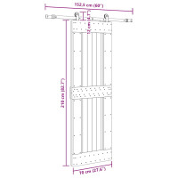 Produktbild för Skjutdörr med beslag 70x210 cm massiv furu