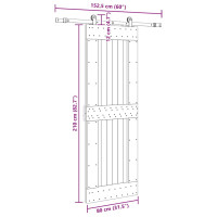 Produktbild för Skjutdörr med beslag 80x210 cm massiv furu