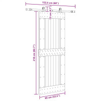 Produktbild för Skjutdörr med beslag 85x210 cm massiv furu