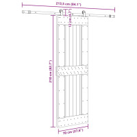 Produktbild för Skjutdörr med beslag 70x210 cm massiv furu