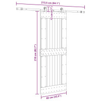 Produktbild för Skjutdörr med beslag 85x210 cm massiv furu