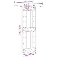 Produktbild för Skjutdörr med beslag 70x210 cm massiv furu