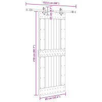 Produktbild för Skjutdörr med beslag 85x210 cm massiv furu