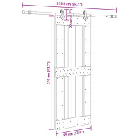 Produktbild för Skjutdörr med beslag 85x210 cm massiv furu