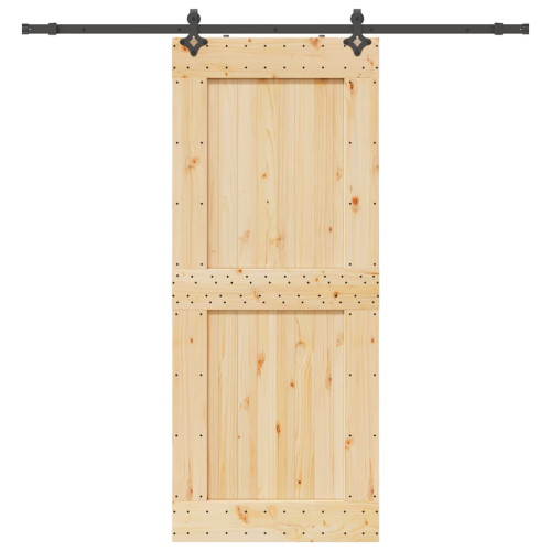 vidaXL Skjutdörr med beslag 95x210 cm massiv furu