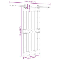 Produktbild för Skjutdörr med beslag 95x210 cm massiv furu